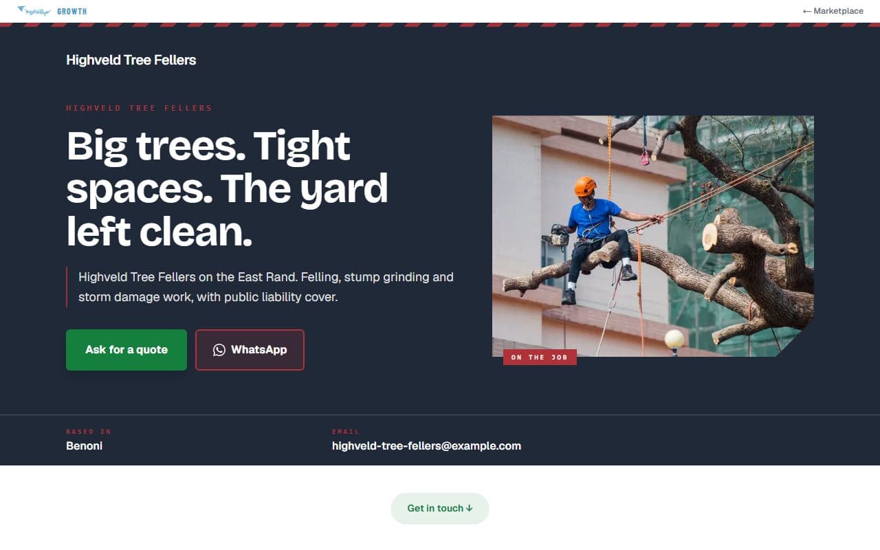The Highveld Tree Fellers demo page