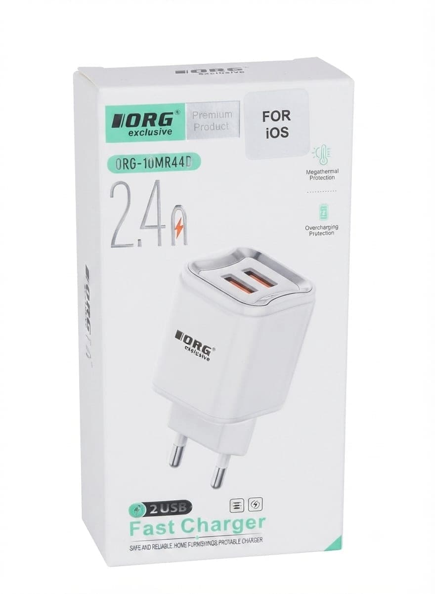 ORG 2.4A Dual USB Fast Charger (for iOS) wall adapter.