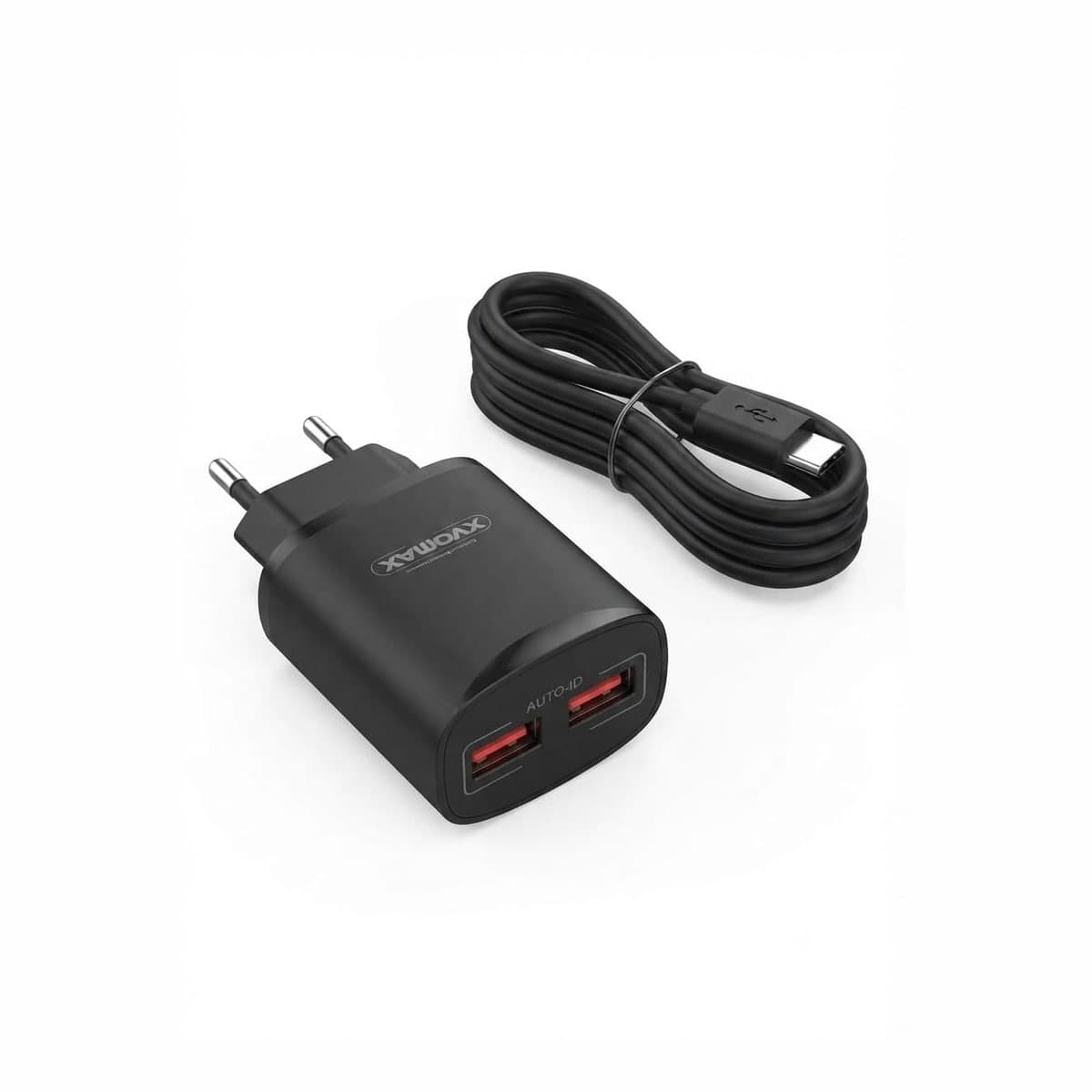 Xvomax Dual USB Charger with USB-C Cable